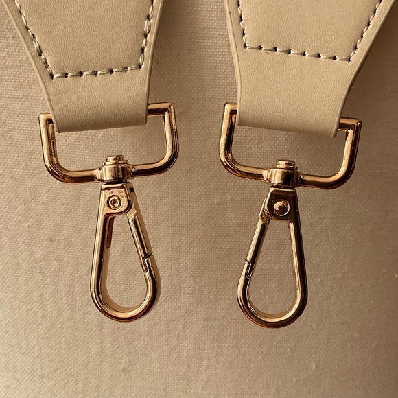 NEW Cream Canvas Faux Leather Wide Replacement Crossbody Adjustable Strap NWOT - Picture 3 of 11